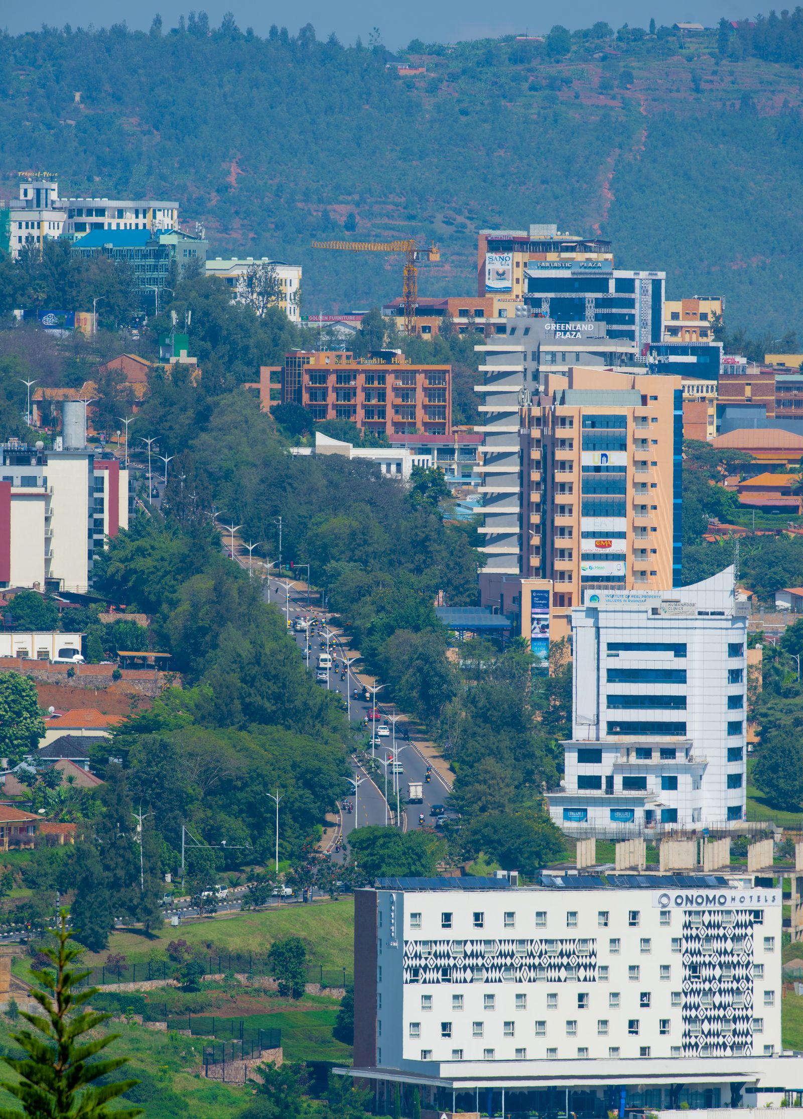 Vue aerienne de la skyline moderne de Kigali