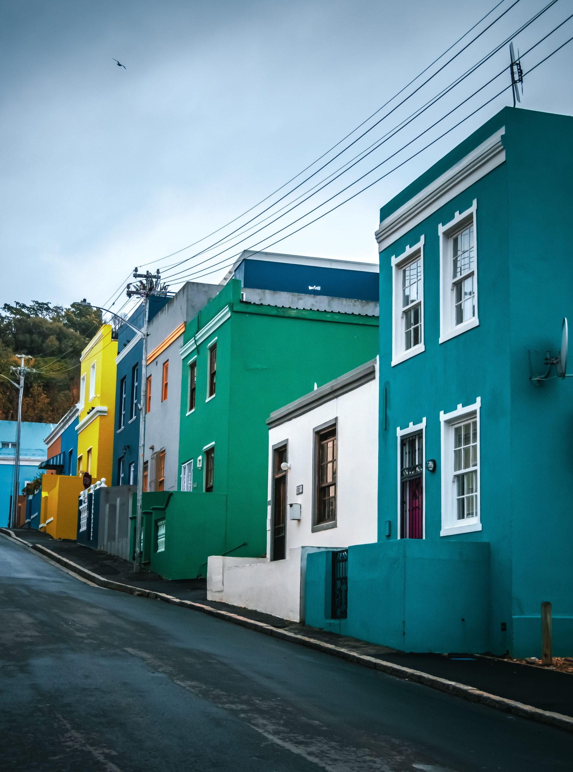 Maisons colorees du quartier Bo-Kaap au Cap