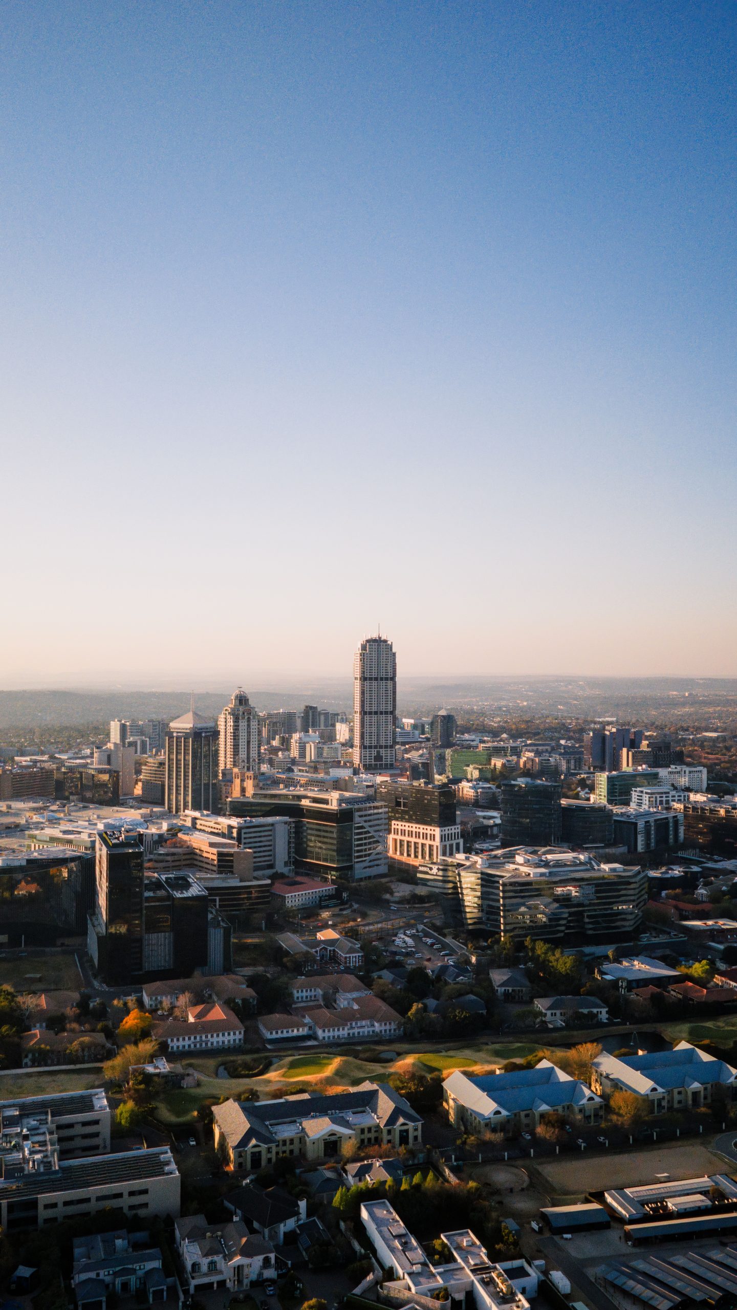 Skyline de Sandton a Johannesburg au crepuscule